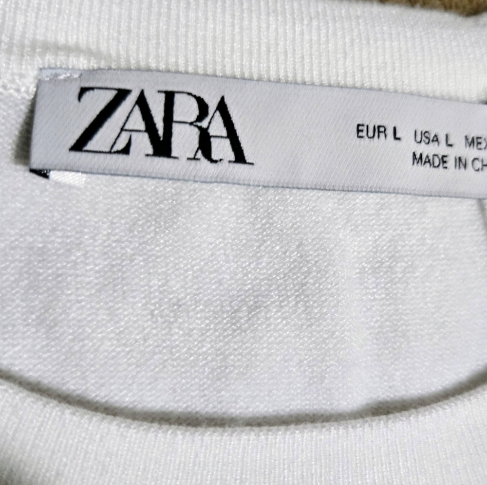 Zara White and Navy Top - Size Large - Picture 2 of 5